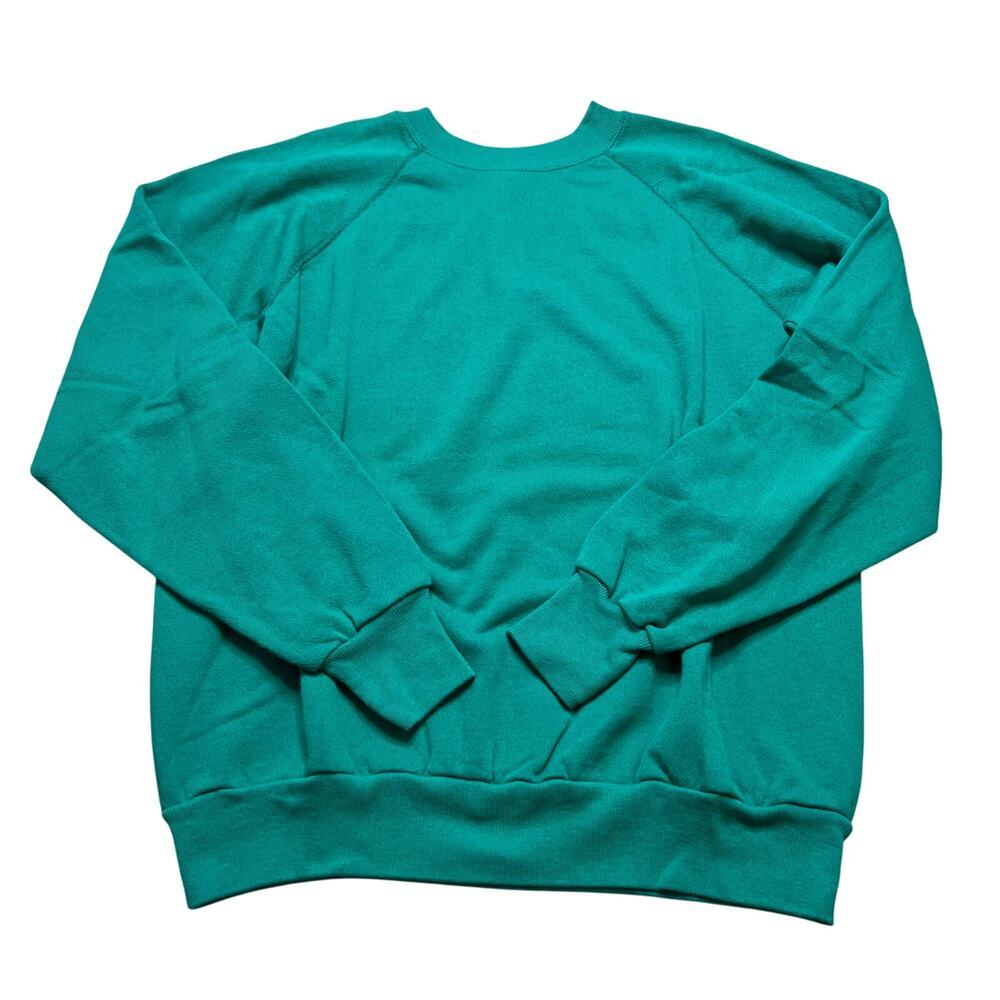 Vintage JE Morgan USA Made Crewneck Sweatshirt Green‎ Size L 50/50 Raglan 80s